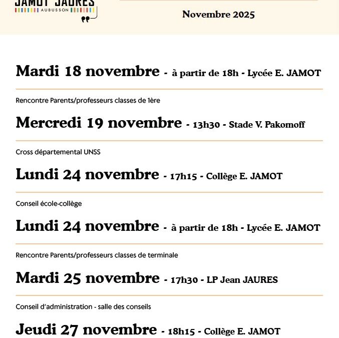 Les dates clés de novembre 2025